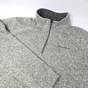 Eddie Bauer 1/4 Zip Pullover Fleece Heather‎ Beige Mock Neck Men's Size Large.